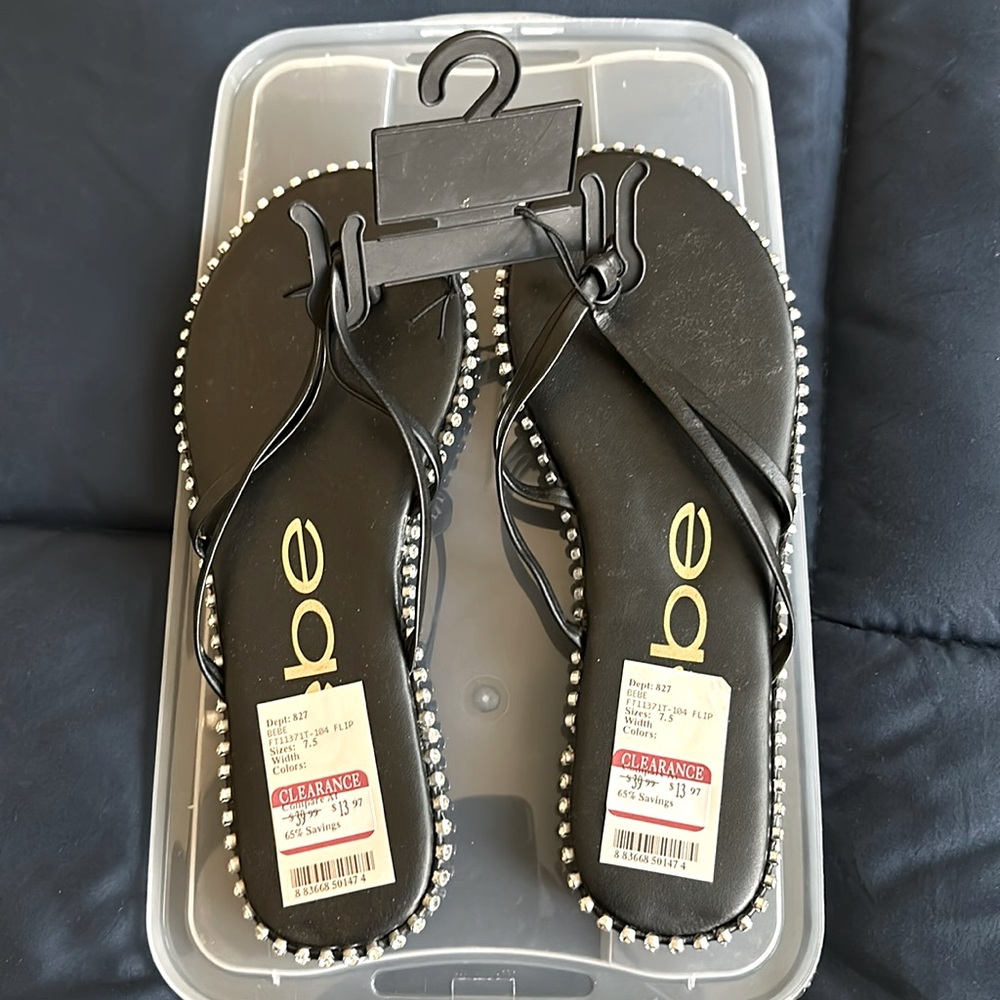Bebe rhinestones bling flip-flops